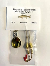 2 BTS, Golden Bass/Redfish Jig Spinners, #4 Gold Colorado Blade, 1/2oz. 3/0 Hook