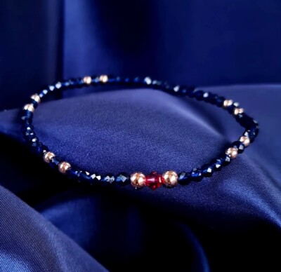 Saphir September Geburtsstein Armband  24kt Gold echter Rubin Kristall