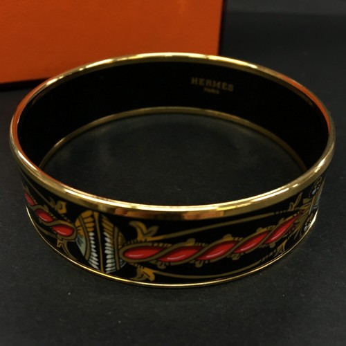 HERMES Email Enamel MM Gold Tone Bangle Bracelet/2BD0906