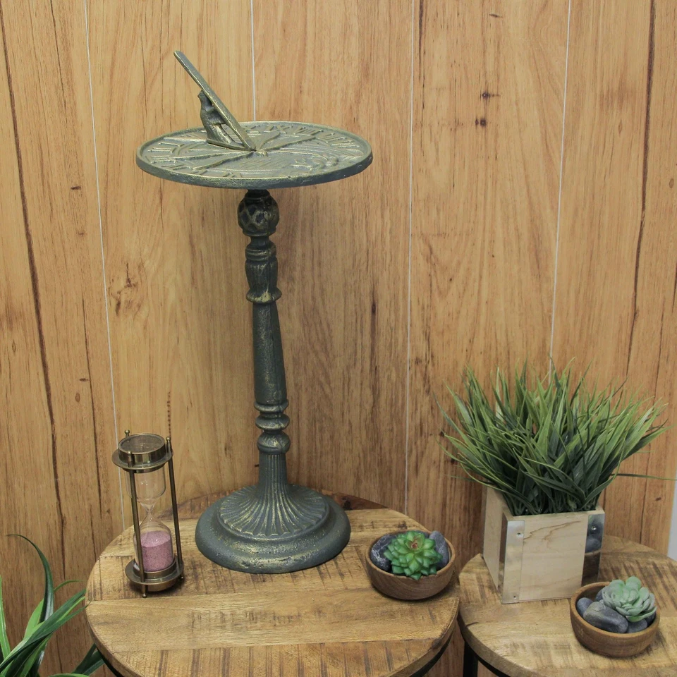 Reloj de sol Verdigris libélula de hierro fundido de 21 pulgadas exterior hogar jardín decoración patio arte Foto 4 de 4