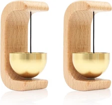 Magnetic Door Chime 2-Pack - Wooden Wind Bells for Opening, Beech 