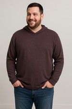 VINCE Mens Hoddie Size L/G Burgundy Black Striped Long Sleeve Pullover Casual