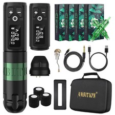 Ambition Soldier Wireless Tattoo Machine Kit Complete Rotary Coreless Motor T...