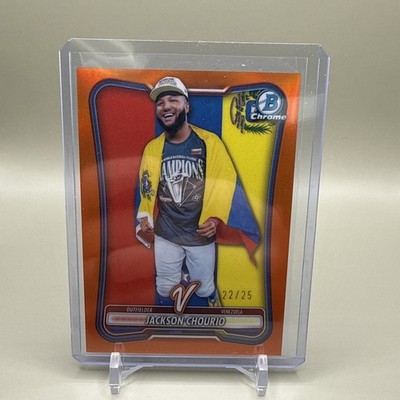 2026 Bowman Chrome WBC Jackson Chourio Flag Variation Chrome /25 True Orange