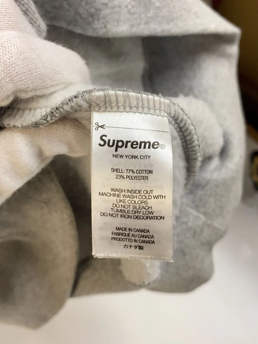 Felpa Supreme con cappuccio L cotone grigio usata