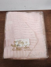 NOS VINTAGE PINK COTTON RAYON BLEND BABY BLANKET THROW