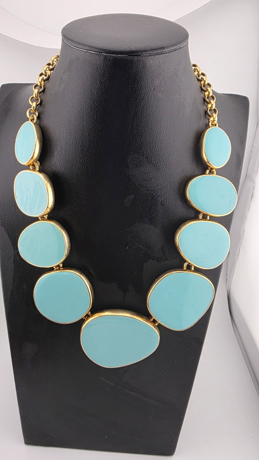 KENNETH JAY LANE KJL TURQUOISE ENAMEL BIB NECKLAC… - image 1