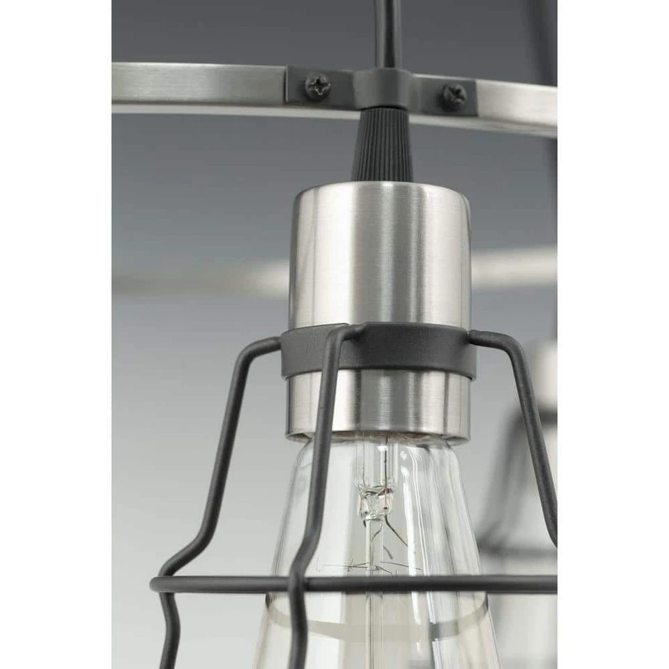 Progress Lighting Gauge Collection 3-light Graphite Chandelier, Industrial Cage - Image 4 of 4