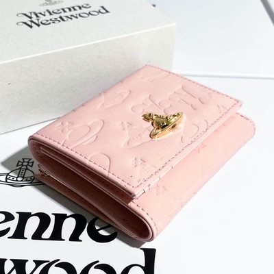 Vivienne Westwood Gamaguchi Trifold Wallet Pink/Gold orb Patent