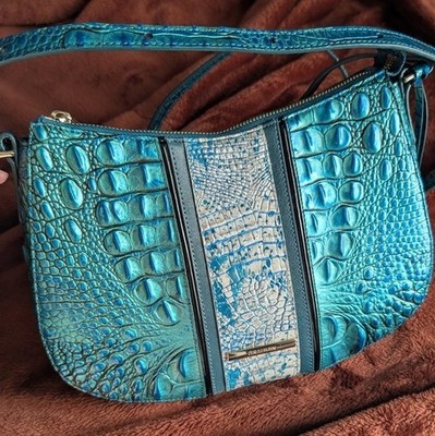 ? Brahmin Shayna Croc Embossed Crossbody Bag in Peacock 