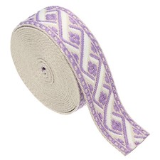 4.75Yards Cotton Webbing Strap 50mm Jacquard Webbing Strap, Khaki-Purple