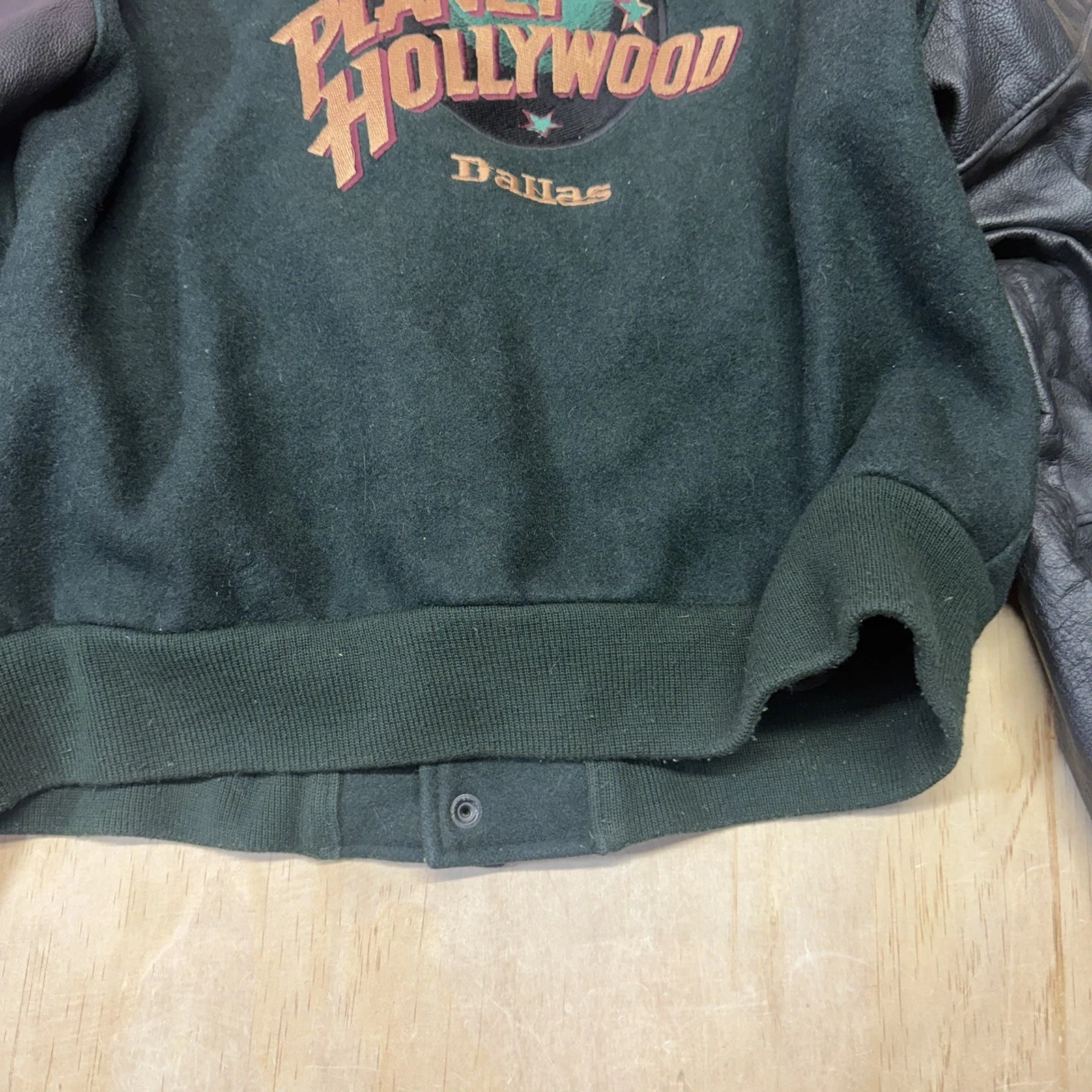 Planet Hollywood Nashville Button Up Jacket Leather Sleeves Large Embroidered image 18