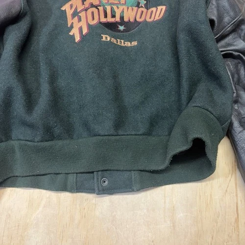 Planet Hollywood Nashville Button Up Jacket Leather Sleeves Large Embroidered image 18