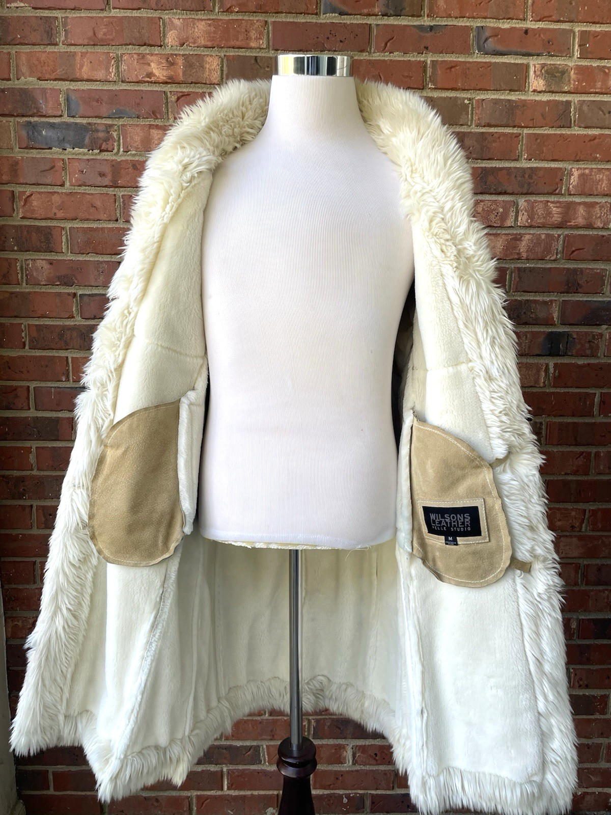 Penny Lane Wilsons Leather Pelle Studio Coat Womens Tan Suede Faux Fur Jacket M image 7