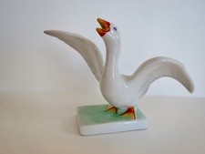 Vintage HEREND Hungary White GOOSE Swan DUCK w/ Wings Spread 4" Tall 6.75" Wide