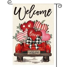 colorlife Valentines Day Garden Flag 12x18 Inch Double Sided Outside, Love Heart