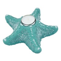 Teelichthalter - Seestern Kerzenhalter Aus Resin 17 X 6 Cm Hellblau Sea-Club