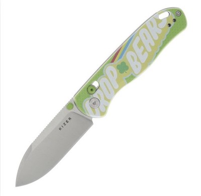 Kizer SMKW Exclusive Drop Bear Lucky Green V3619E8 - G10 - Satin 14C28N