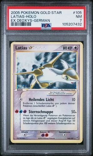 Pokemon Card LATIAS GOLD STAR - PSA 7 - German/German - Ex Deoxys - 105/107