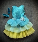Vintage Mattel Barbie 1970 Dreamy Blues Dress # 1456 & Blue Pilgrim Shoes