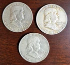 3 Lot 1949-D Ben Franklin Half Dollar 90% Silver US Coins