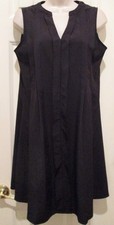 Black Silk Like Black Sleeveless pleated shift Dress Size M