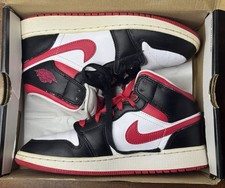 Nike Air Jordan 1 Mid GS 554725-016 Bred Toe Black Fire Red White Sz 5Y Youth