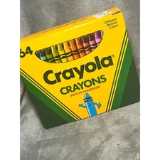 Vintage 1990 Crayola 64 Crayon Box USA Made w Sharpener Thistle Mulberry