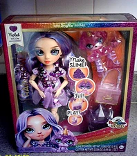 NIB Rainbow High 11" VIOLET WILLOW Shimmer Doll w/Glitter Slime Kit & Pet