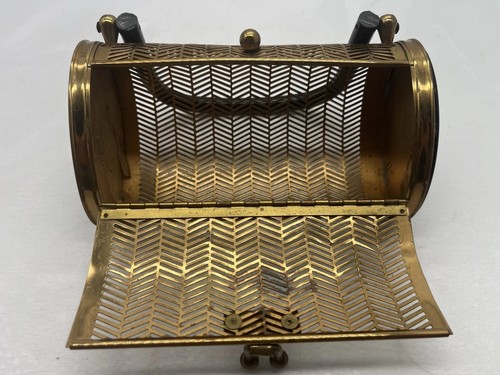 Vintage MCM Dorset Rex Fifth Ave Herringbone Brass Black Lucite Handle Purse - Picture 3 of 9