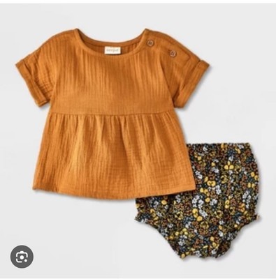 Cat & Jack Baby' 2 pc Set Top & Short '' - Size: 3-6 Floral New With Tags