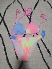Nwt Cupshe Two Piece Bikini Size Small Textured Multicolor Tie Dye..
