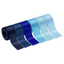 1 Inch x 30 Yards Solid Satin Ribbon, 6Pcs Fabric Ribbon, Deep Blue Tone