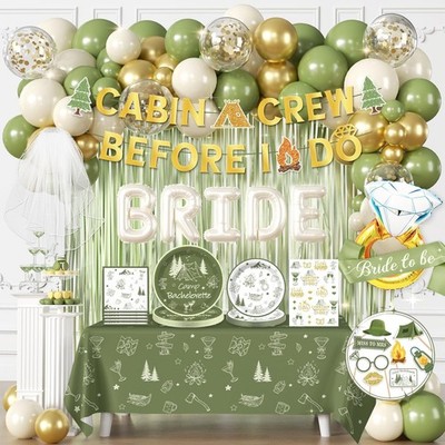 Green Enagement Bridal Shower Disposable Tableware (Plates, Cups, Napkins, ETC)