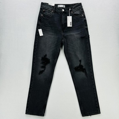 Refuge Denim Jeans Juniors 7 Gray Vintage High Rise Mom Distressed Denim Pants