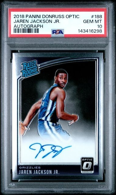 2018 Donruss Optic Jaren Jackson Jr Rated Rookie Auto #188 PSA 10