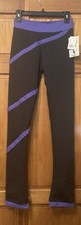 New ChloeNoel Black Figure Skating Pants with Purple Spiral - Adult Large