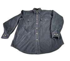 Vtg Field Stream Heavy Flannel Shirt Men L Blue Long Sleeve Workwear Flaw
