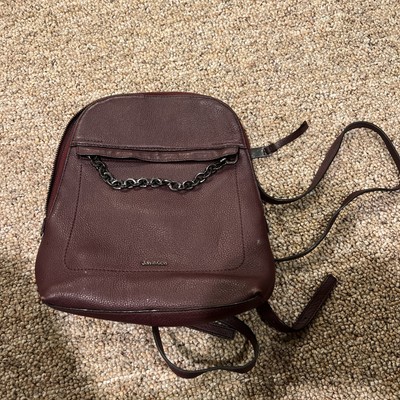 Calvin Klein Womens Backpack Purse Burgundy Leather Zip  display picture 3