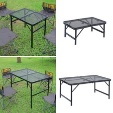 Portable Folding Table Camping Grill Table with Mesh for Outdoor Picnic BBQ