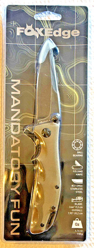 FoxEdge FE-025 Mandatory Fun 8Cr13MoV Clip Point Plain Liner Lock Knife