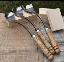 Hand-Forged Swan Neck Gouges for Wood Carving. 52100 Carbon Steel Blade.