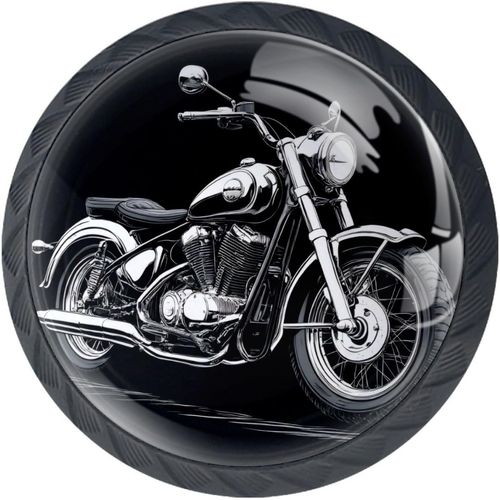 4 Pack Motorcycle Black Background Drawer Door Pulls Handles, Glass 35Mm Cabinet - Picture 10 of 12