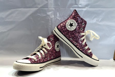 Wmns Converse Chuck Taylor All Star Hi Purple Glitter Shoe / A11137C / Size 6.5