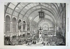 Original Old Antique Print International Echibition Antwerp Holland 1869 19th