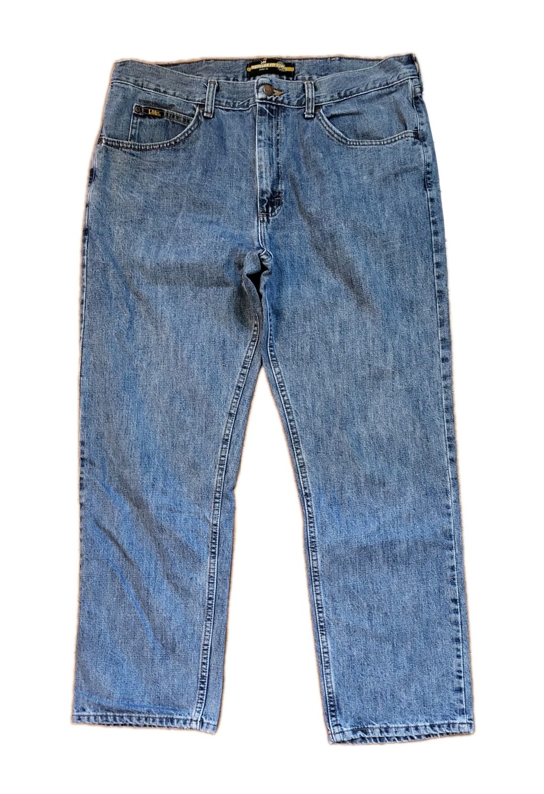 Lee Jeans Men's Blue Stone Wash Straight Leg Pants 38x29 Regular Fit