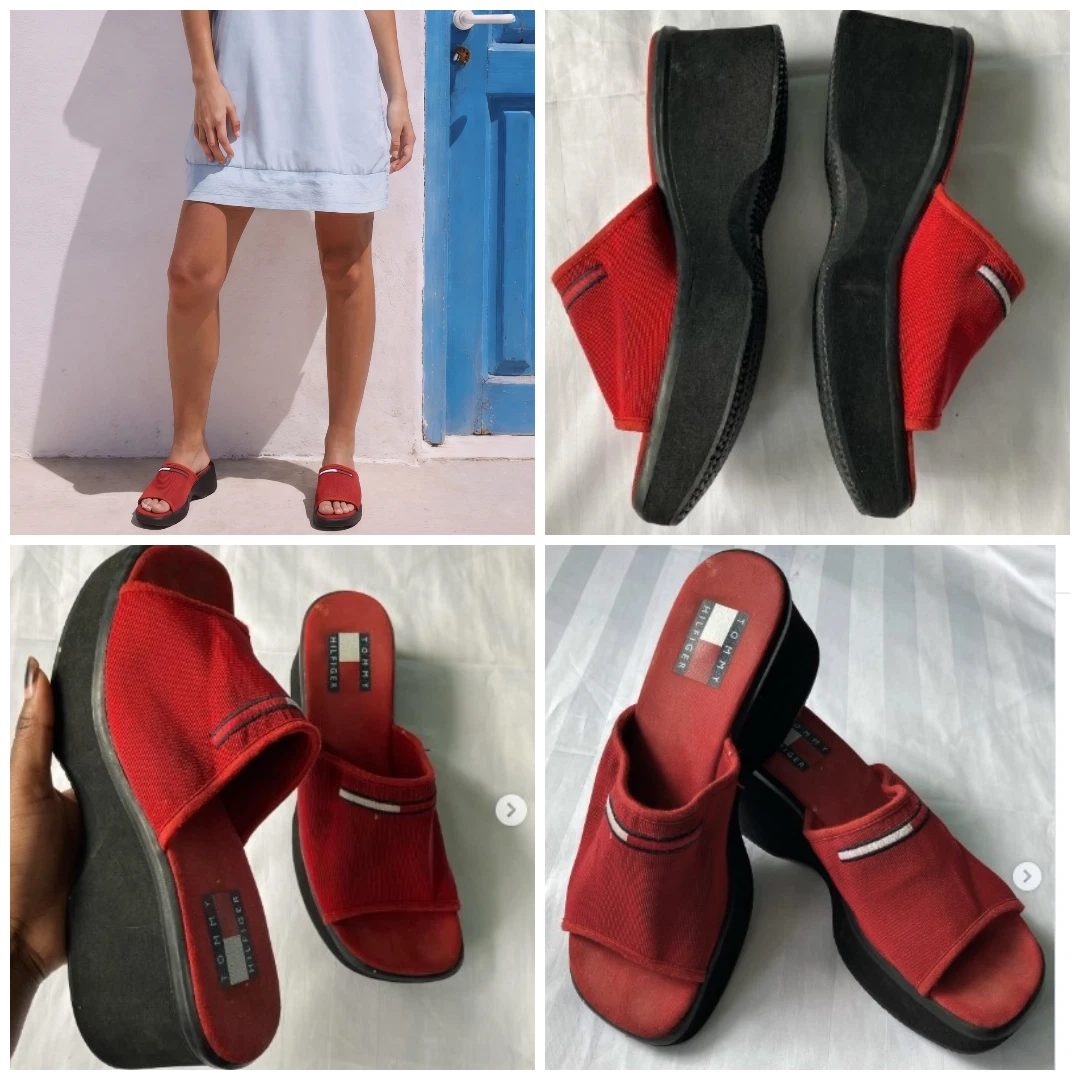 Tommy Hilfiger Red Double-Strap Logo Slide Sandals, 11M Tommy Hilfiger Red Slides ? – Iconic Style in Bold Color  main image 4