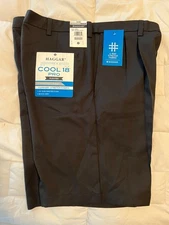 HAGGAR MENS COOL18 PLEATED COMFRT STRETCH UV PROTECTION MENS SHORTS 36W BLACK
