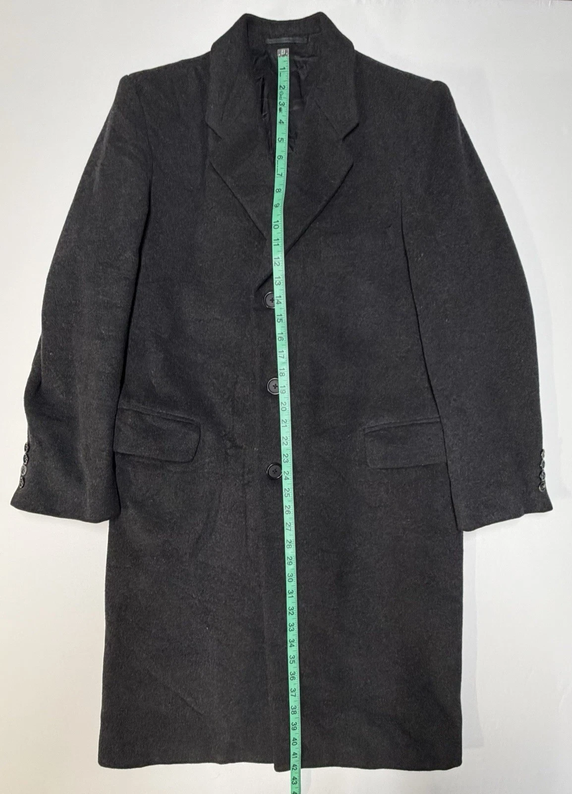 Vintage Stafford Executive Single Breast Black Overcoat Sz 38 Cashmere Wool EUC - product detail image 13