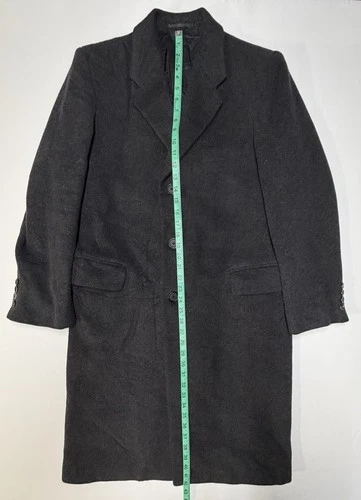 Vintage Stafford Executive Single Breast Black Overcoat Sz 38 Cashmere Wool EUC image 13